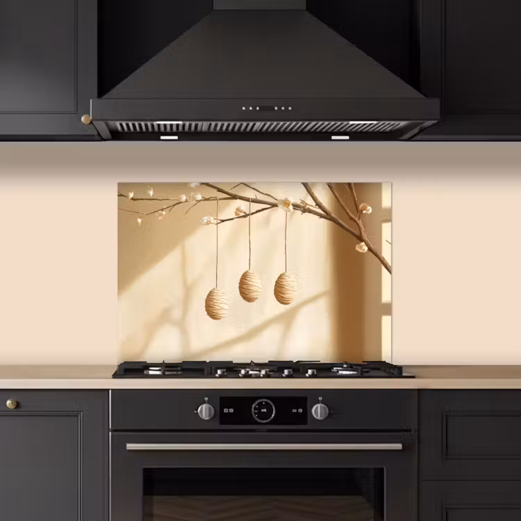 Beige - Paastak - Eieren keuken achterwand spatscherm klein -sfeer1