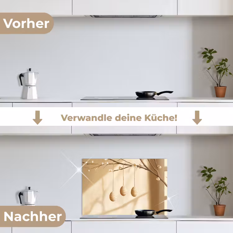 Beige - Paastak - Eieren keuken achterwand spatscherm klein -voor_na_DE