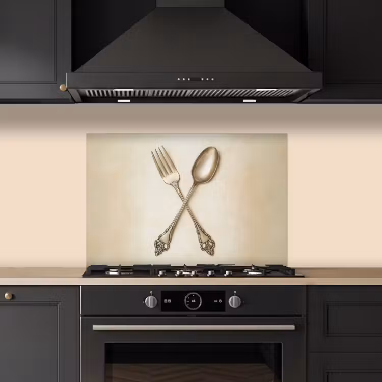 Beige - Vintage - Bestek keuken achterwand spatscherm klein -sfeer1