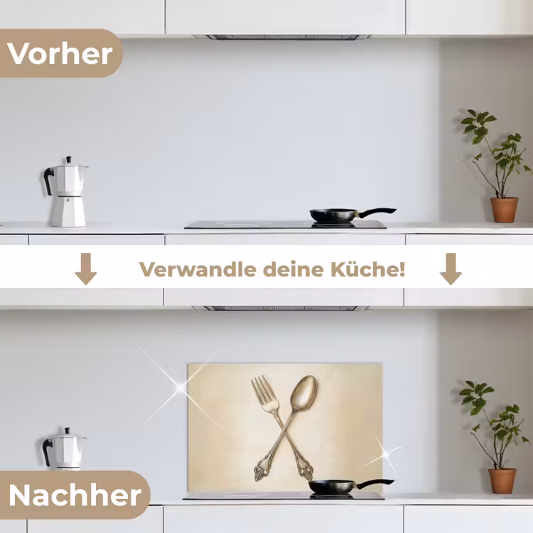 Beige - Vintage - Bestek keuken achterwand spatscherm klein -voor_na_DE