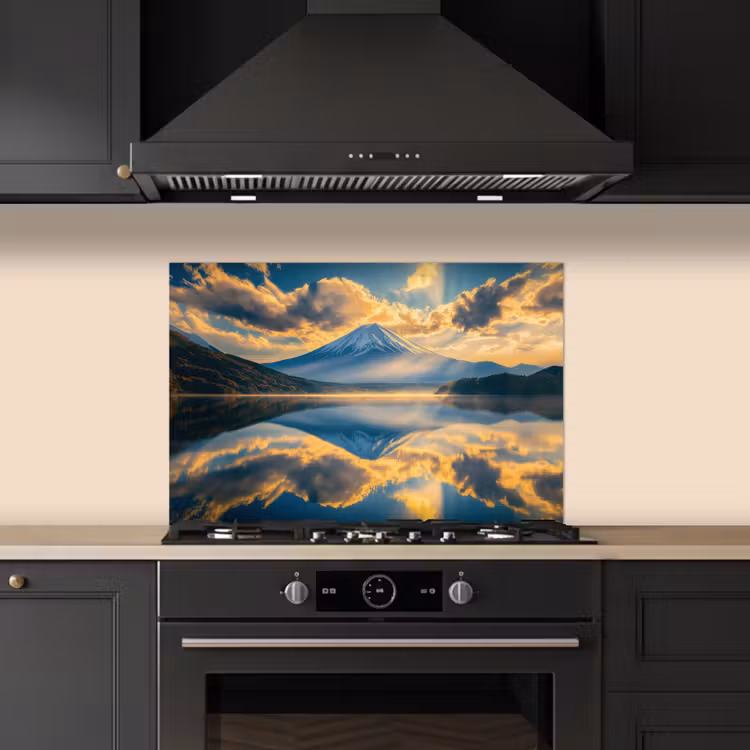 Berg - Rivier - Zonsondergang keuken achterwand spatscherm klein -sfeer1