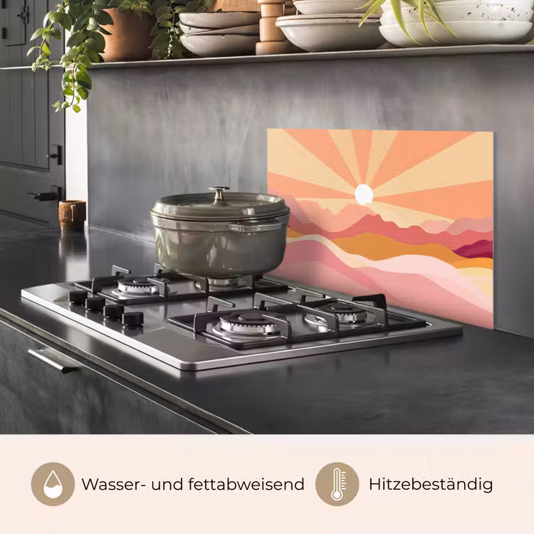 Bergen - Abstract - Zonnestralen - Roze keuken achterwand spatscherm klein -usp_DE