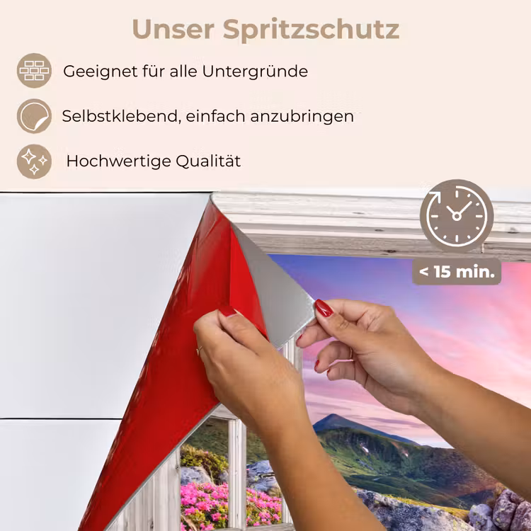 Bergen - Landschap - Doorkijk - Bloemen - Avond - Roze keuken achterwand spatscherm klein -spatscherm_DE
