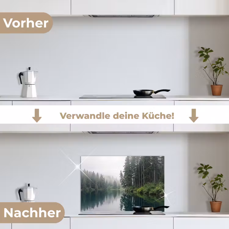 Bergen - Meer - Bos keuken achterwand spatscherm klein -voor_na_DE