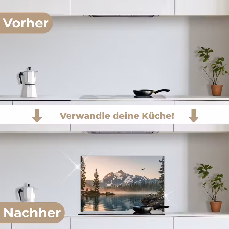 Bergen - Water - Bomen keuken achterwand spatscherm klein -voor_na_DE
