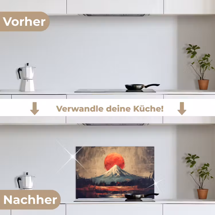 Bergtop - Sneeuw - Zon keuken achterwand spatscherm klein -voor_na_DE