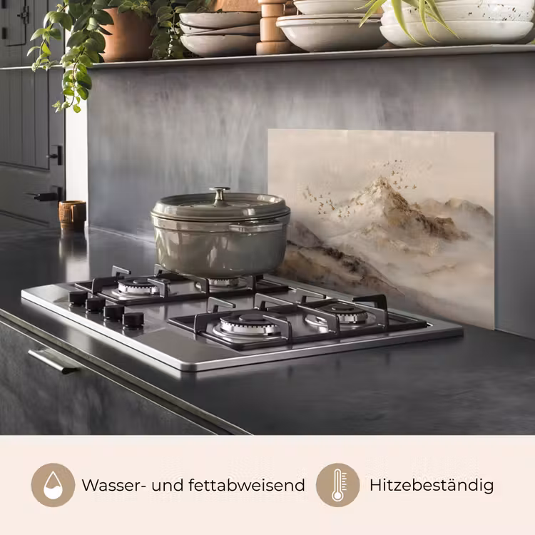 Berglandschap - Mist - Penseelstreken keuken achterwand spatscherm klein -usp_DE