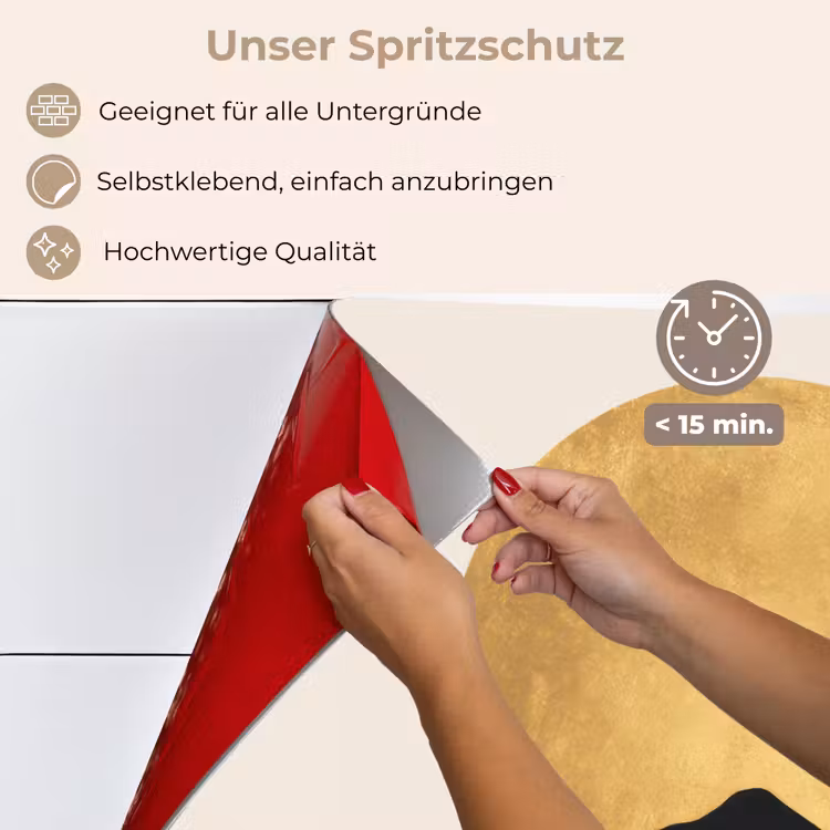Bergsilhouetten - Gouden cirkel - Beige keuken achterwand spatscherm klein -spatscherm_DE