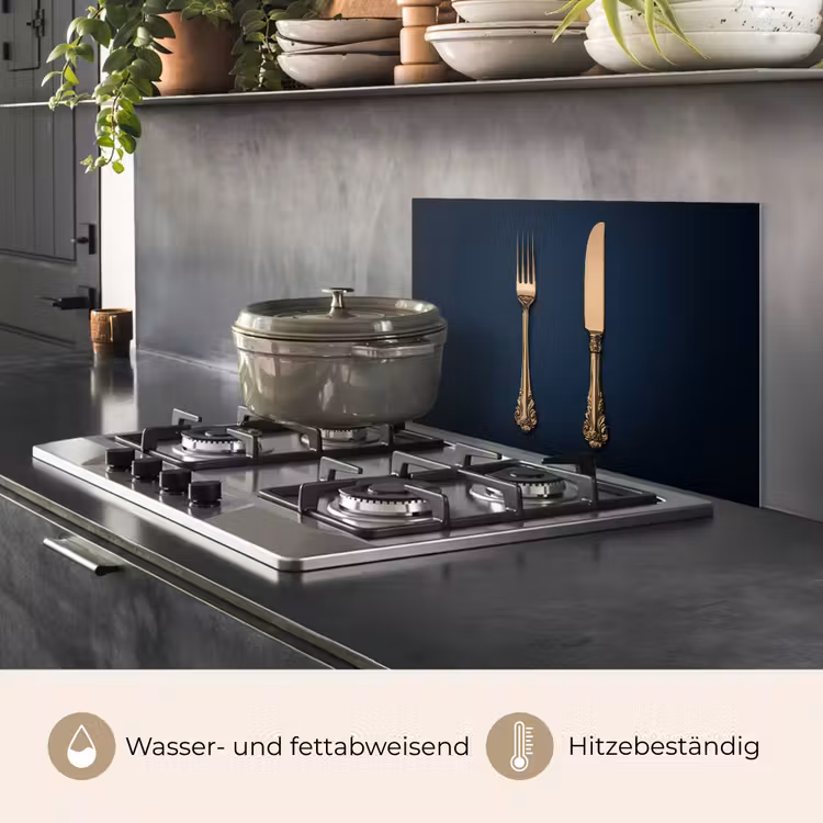 Bestek - Donkerblauw - Goud keuken achterwand spatscherm klein -usp_DE