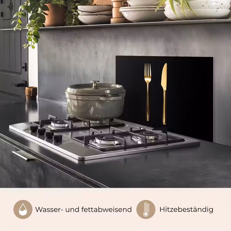 Bestek - Goud - Mes - Vork keuken achterwand spatscherm klein -usp_DE