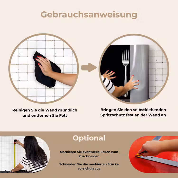Bestek - Klassiek - Elegant keuken achterwand spatscherm klein -gebruiksaanwijzing_DE
