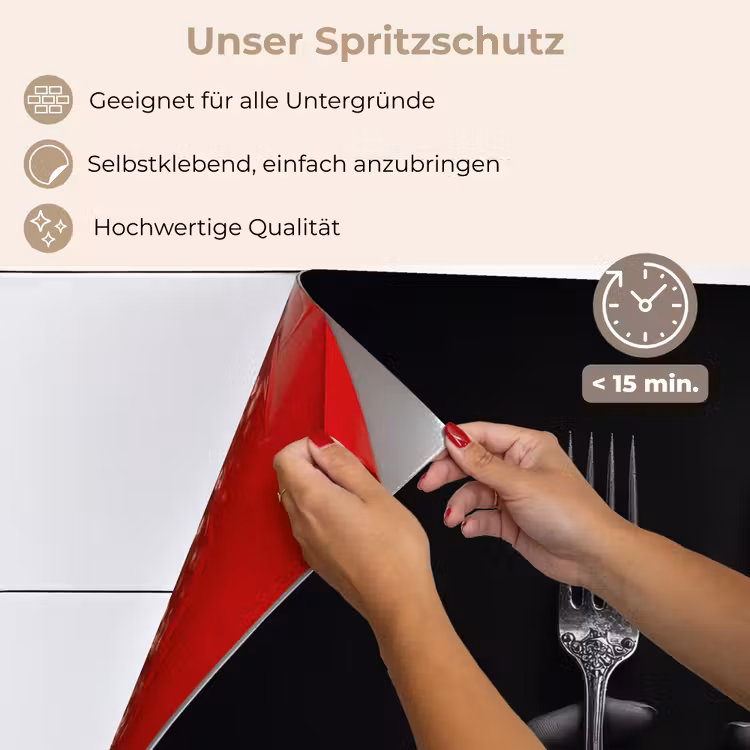 Bestek - Zwart - Wit keuken achterwand spatscherm klein -spatscherm_DE