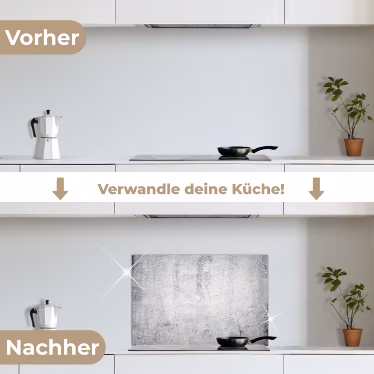 Beton - Grijs - Patroon - Vintage - Industrieel keuken achterwand spatscherm klein -voor_na_DE