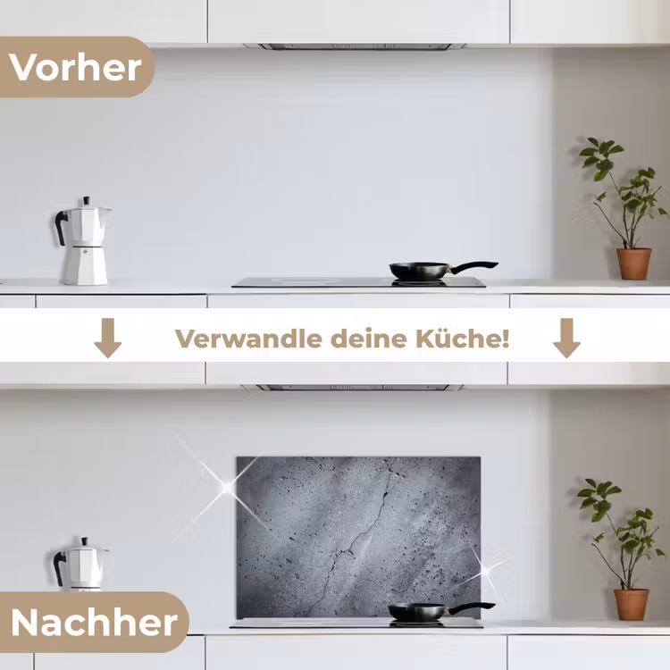 Beton - Grijs - Scheur keuken achterwand spatscherm klein -voor_na_DE