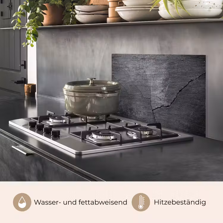 Beton - Zwart - Scheur keuken achterwand spatscherm klein -usp_DE