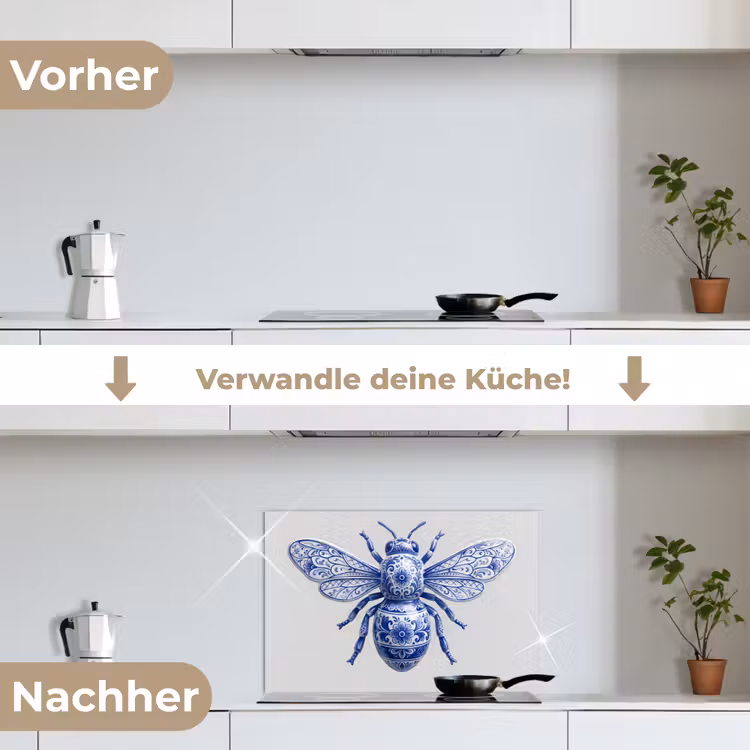 Bij - Modern - Delfts - Blauw keuken achterwand spatscherm klein -voor_na_DE