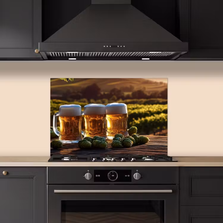 Bier - Hop - Landschap keuken achterwand spatscherm klein -sfeer1