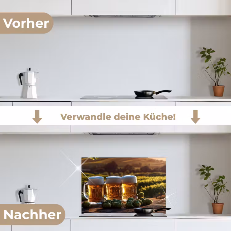 Bier - Hop - Landschap keuken achterwand spatscherm klein -voor_na_DE