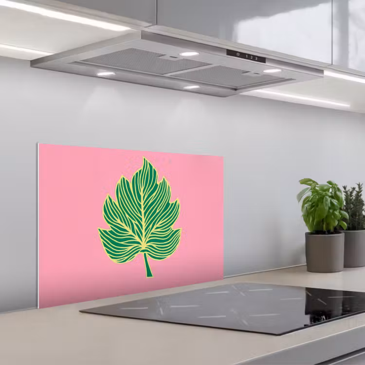 Blad - Groen - Illustratie - Minimalistisch keuken achterwand spatscherm klein -3d_schuin