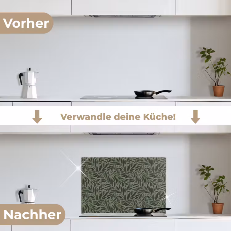 Bladeren - Organisch - Groen keuken achterwand spatscherm klein 900 -voor_na_DE