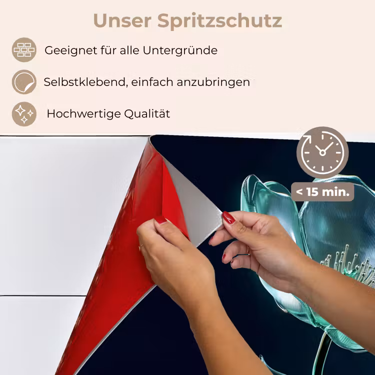 Bladeren - Bloem - Glazen - Donkerblauw keuken achterwand spatscherm klein -spatscherm_DE