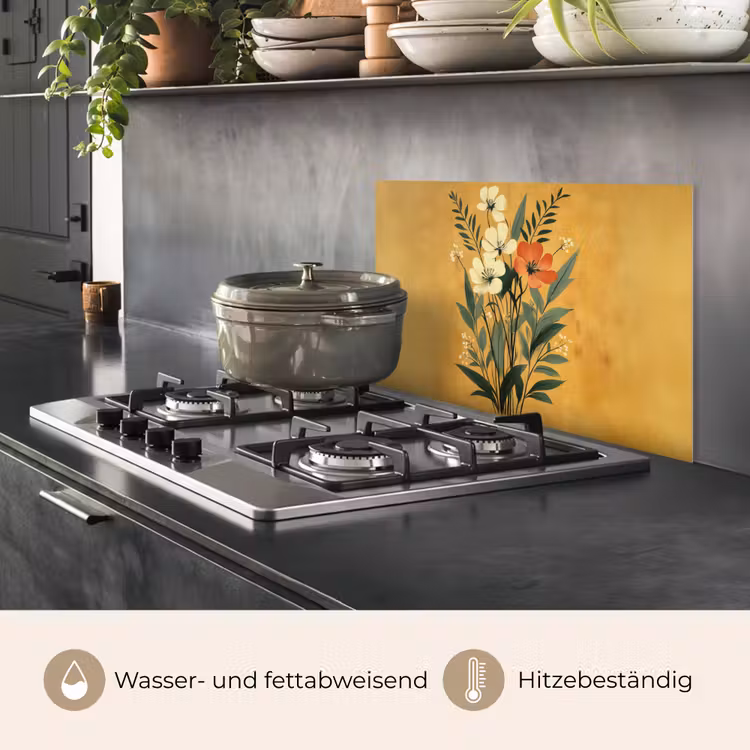 Bladeren - Boeket - Bloemen - Geel keuken achterwand spatscherm klein -usp_DE
