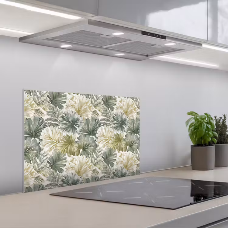 Bladeren - Botanisch - Groen keuken achterwand spatscherm klein 900 -3d_schuin