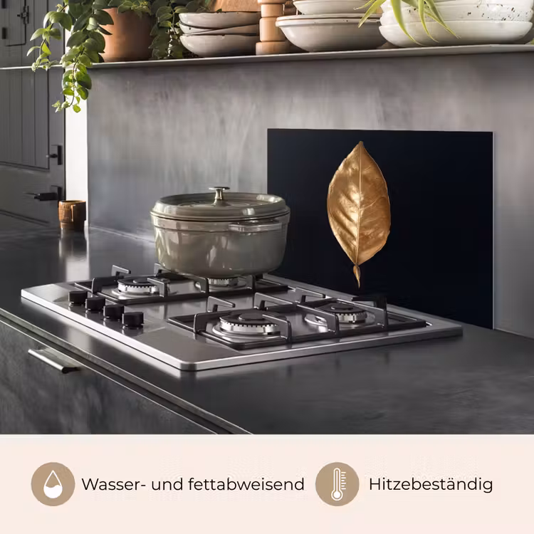 Bladeren - Chic - Goud - Planten - Zwart keuken achterwand spatscherm klein -usp_DE