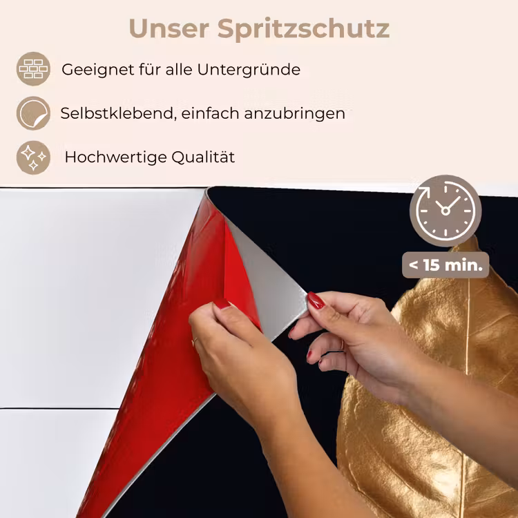 Bladeren - Chic - Goud - Planten - Zwart keuken achterwand spatscherm klein -spatscherm_DE