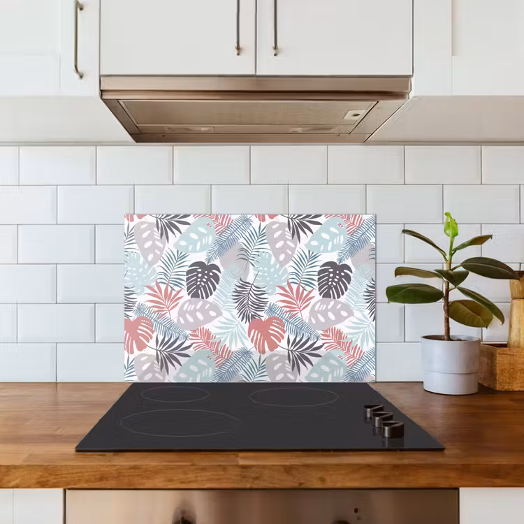 Bladeren - Jungle - Pastel - Tropisch keuken achterwand spatscherm klein -sfeer2