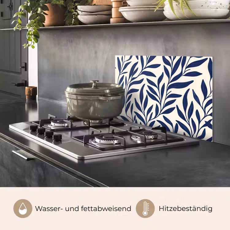 Bladeren - Klimop - Donkerblauw keuken achterwand spatscherm klein -usp_DE