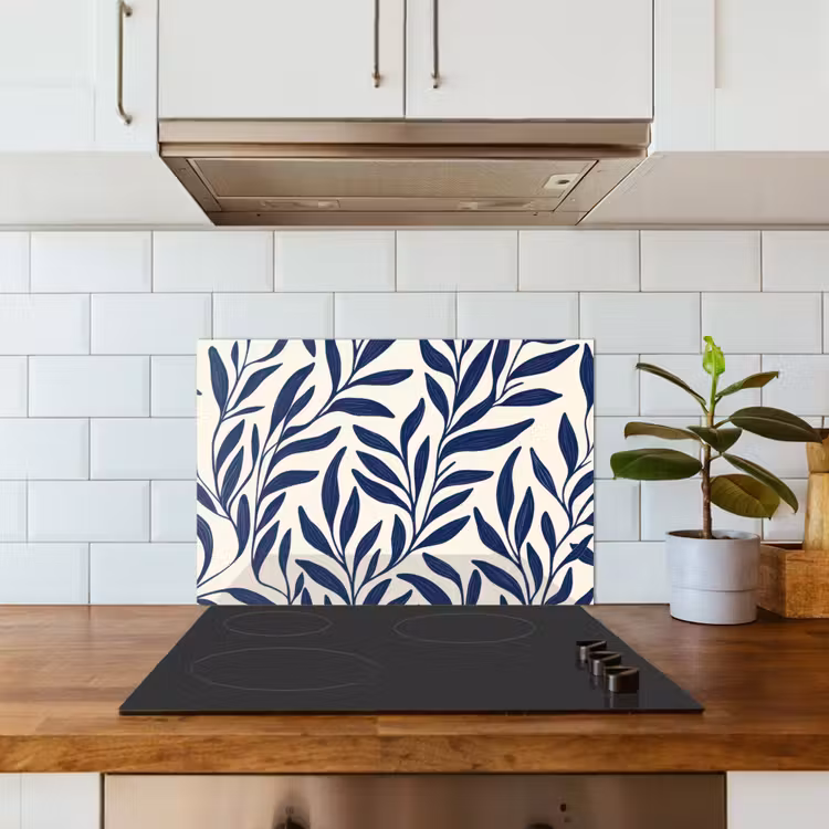 Bladeren - Klimop - Donkerblauw keuken achterwand spatscherm klein -sfeer2