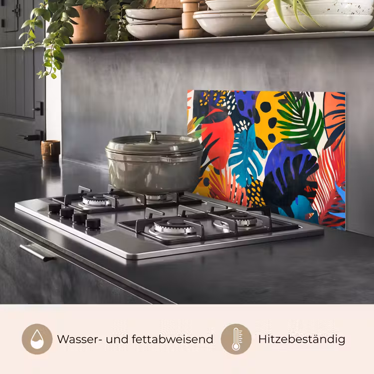 Bladeren - Vormen - Abstract - Kleurrijk keuken achterwand spatscherm klein -usp_DE