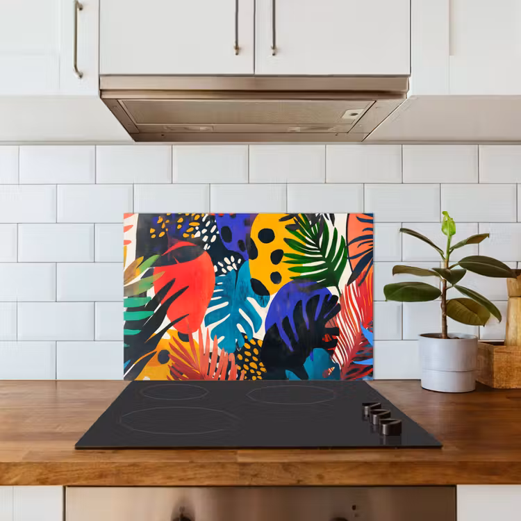 Bladeren - Vormen - Abstract - Kleurrijk keuken achterwand spatscherm klein -sfeer2
