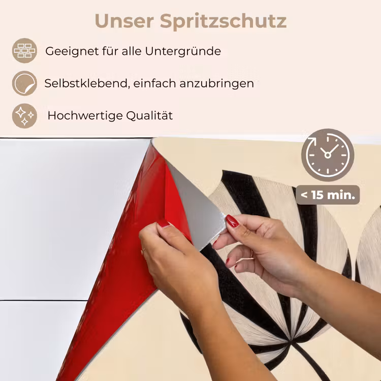 Bladeren - Gestreept - Stengel - Beige keuken achterwand spatscherm klein -spatscherm_DE