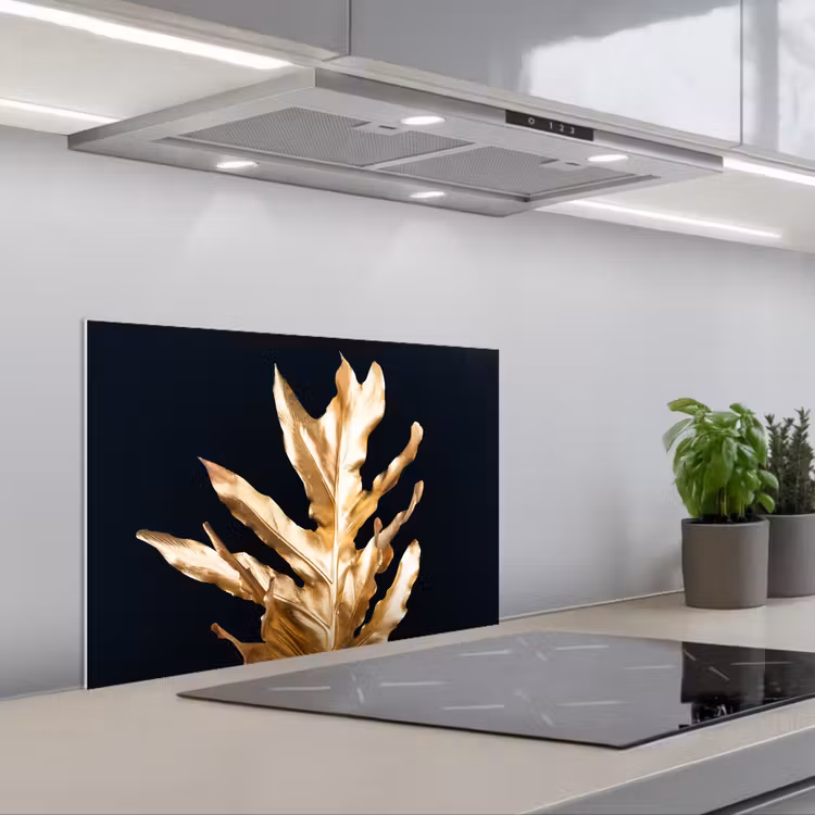 Bladeren - Goud - Herfst - Natuur - Luxe keuken achterwand spatscherm klein -3d_schuin