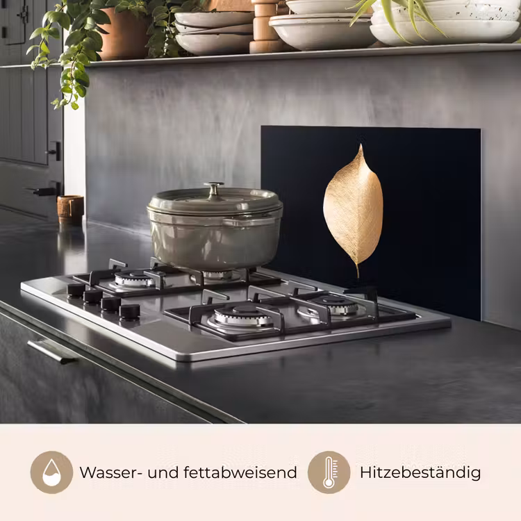Bladeren - Goud - Zwart - Planten - Luxe keuken achterwand spatscherm klein -usp_DE