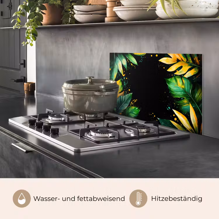 Bladeren - Groen - Geel - Verf - Jungle keuken achterwand spatscherm klein -usp_DE