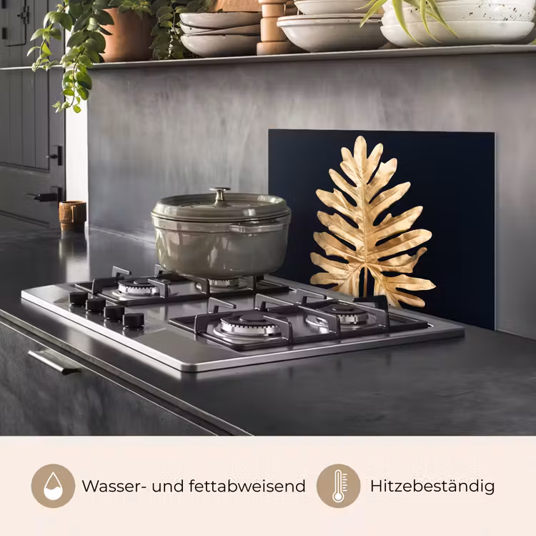 Bladeren - Herfst - Goud - Zwart - Natuur - Luxe keuken achterwand spatscherm klein -usp_DE