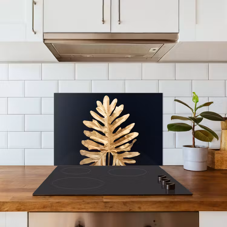 Bladeren - Herfst - Goud - Zwart - Natuur - Luxe keuken achterwand spatscherm klein -sfeer2