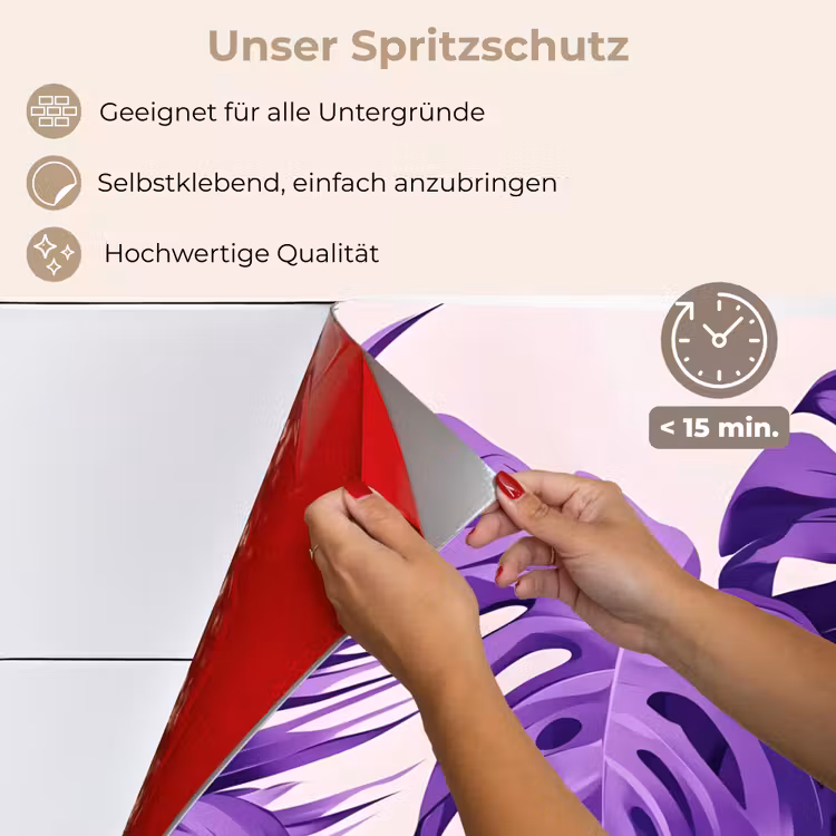 Bladeren - Paars - Tropisch - Abstract keuken achterwand spatscherm klein -spatscherm_DE