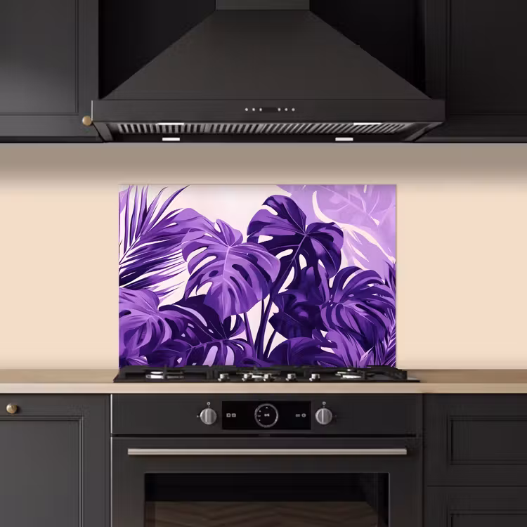 Bladeren - Paars - Tropisch - Abstract keuken achterwand spatscherm klein -sfeer1