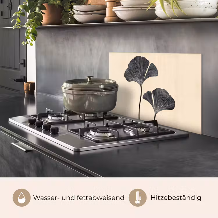 Bladeren - Minimalistisch - Zwart keuken achterwand spatscherm klein -usp_DE