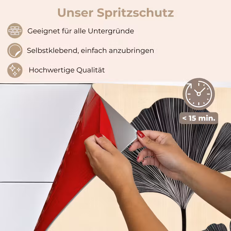 Bladeren - Minimalistisch - Zwart keuken achterwand spatscherm klein -spatscherm_DE
