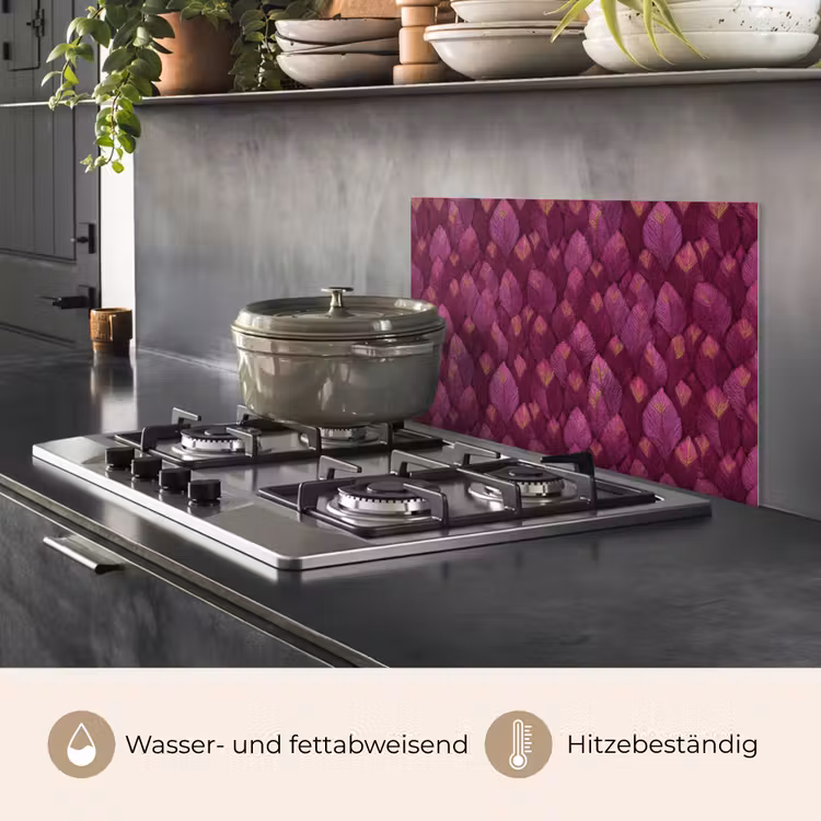 Bladeren - Patroon - Burgundy keuken achterwand spatscherm klein 900 -usp_DE
