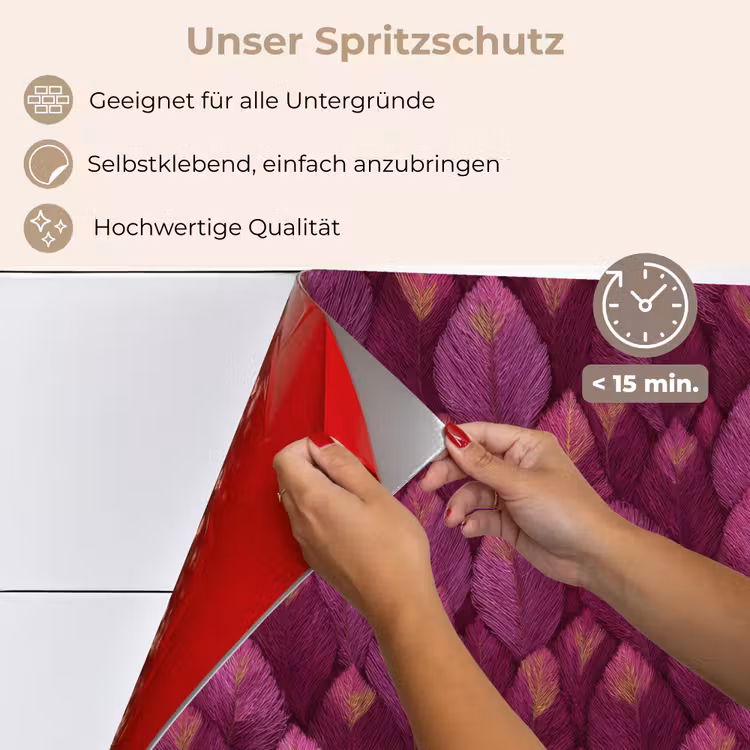 Bladeren - Patroon - Burgundy keuken achterwand spatscherm klein 900 -spatscherm_DE