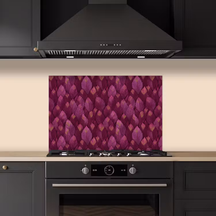 Bladeren - Patroon - Burgundy keuken achterwand spatscherm klein 900 -sfeer1