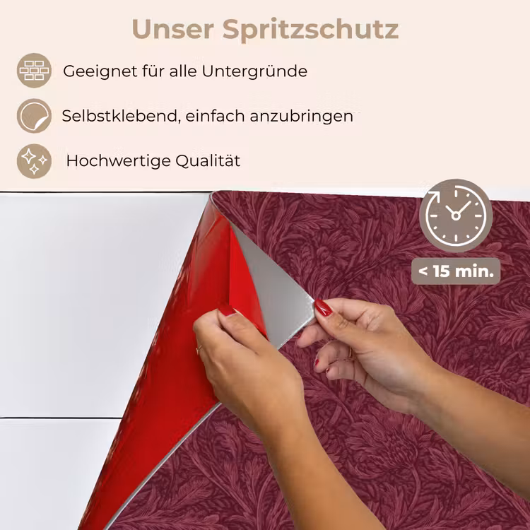 Bladeren - Patroon - Paars keuken achterwand spatscherm klein 900 -spatscherm_DE