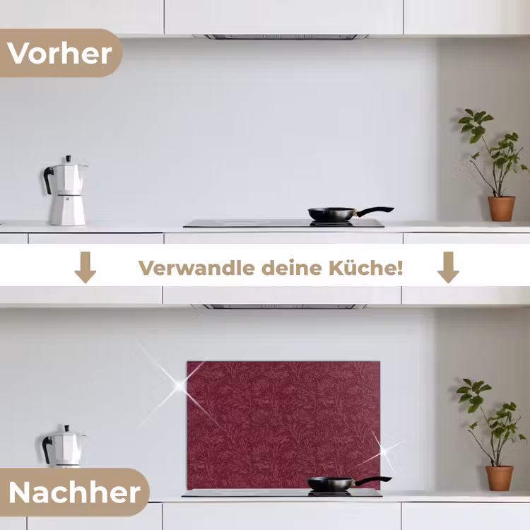 Bladeren - Patroon - Paars keuken achterwand spatscherm klein 900 -voor_na_DE
