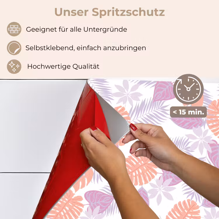 Bladeren - Pastelkleuren - Tropisch keuken achterwand spatscherm klein 900 -spatscherm_DE